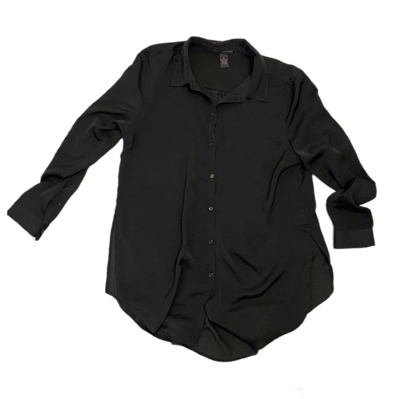 Grace Elements Black Embroidered Button Down Shirt / Tunic - Picture 2 of 4